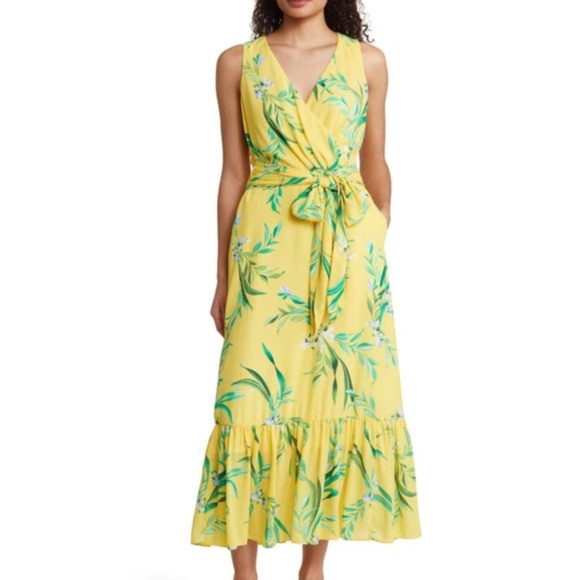 Tommy Sleeveless V-Neck Ruffle Hem Maxi